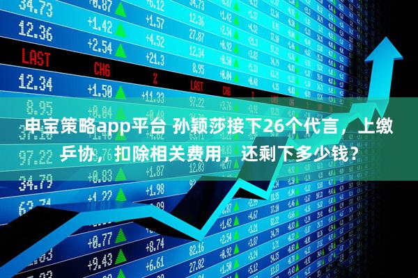 申宝策略app平台 孙颖莎接下26个代言,上缴乒协,扣除相关费用,还剩下多少钱?